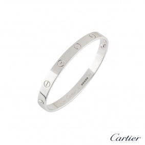 Cartier 18k White Gold Love Bracelet Size 18 B6035418